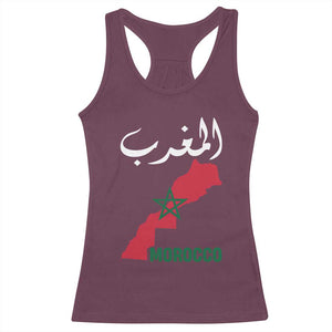 Proud Moroccan Vintage Marocco Map with Arabic Characters Racerback Tank Top TS11 Maroon Print Your Wear