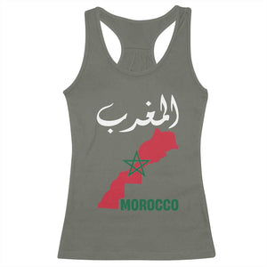 Proud Moroccan Vintage Marocco Map with Arabic Characters Racerback Tank Top TS11 Military Green Print Your Wear