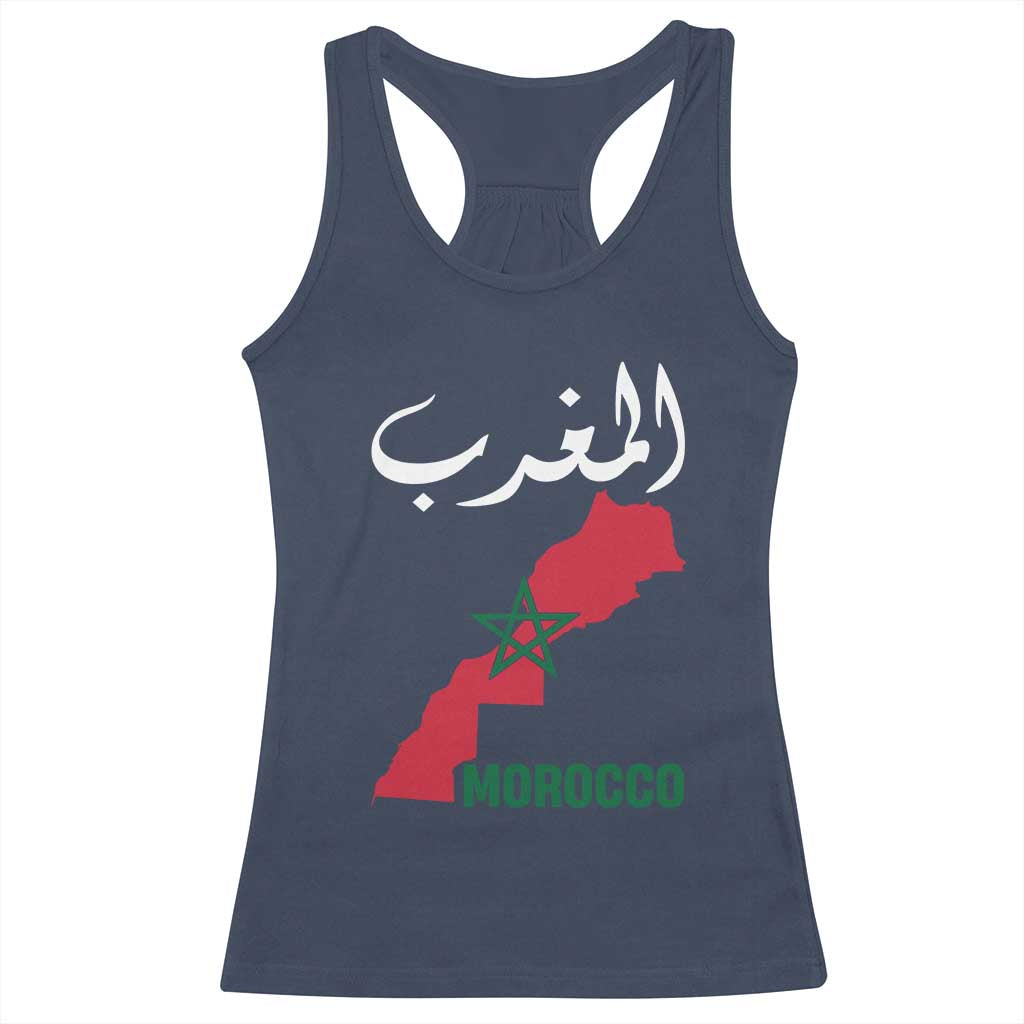 Proud Moroccan Vintage Marocco Map with Arabic Characters Racerback Tank Top TS11 Navy Print Your Wear