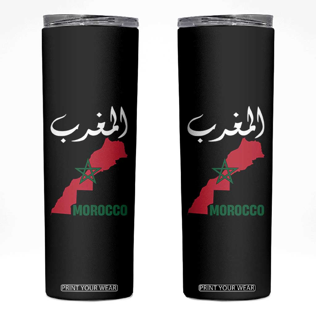 Proud Moroccan Vintage Marocco Map with Arabic Characters Skinny Tumbler TS11 Black Print Your Wear