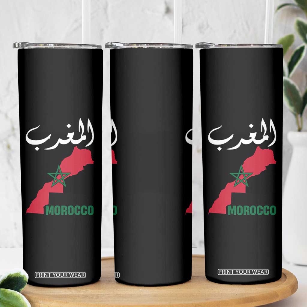 Proud Moroccan Vintage Marocco Map with Arabic Characters Skinny Tumbler TS11 Print Your Wear