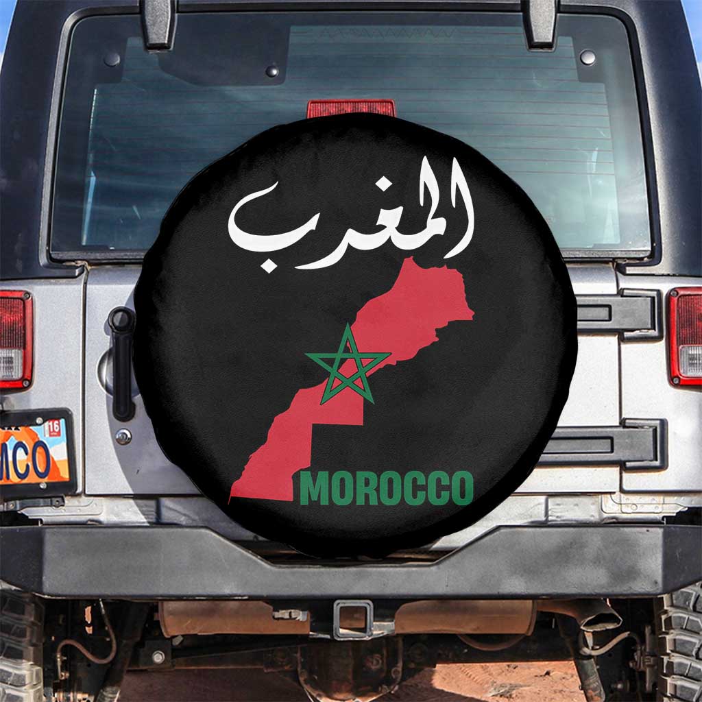 Proud Moroccan Vintage Marocco Map with Arabic Characters Spare Tire Cover TS11 No hole Black Print Your Wear