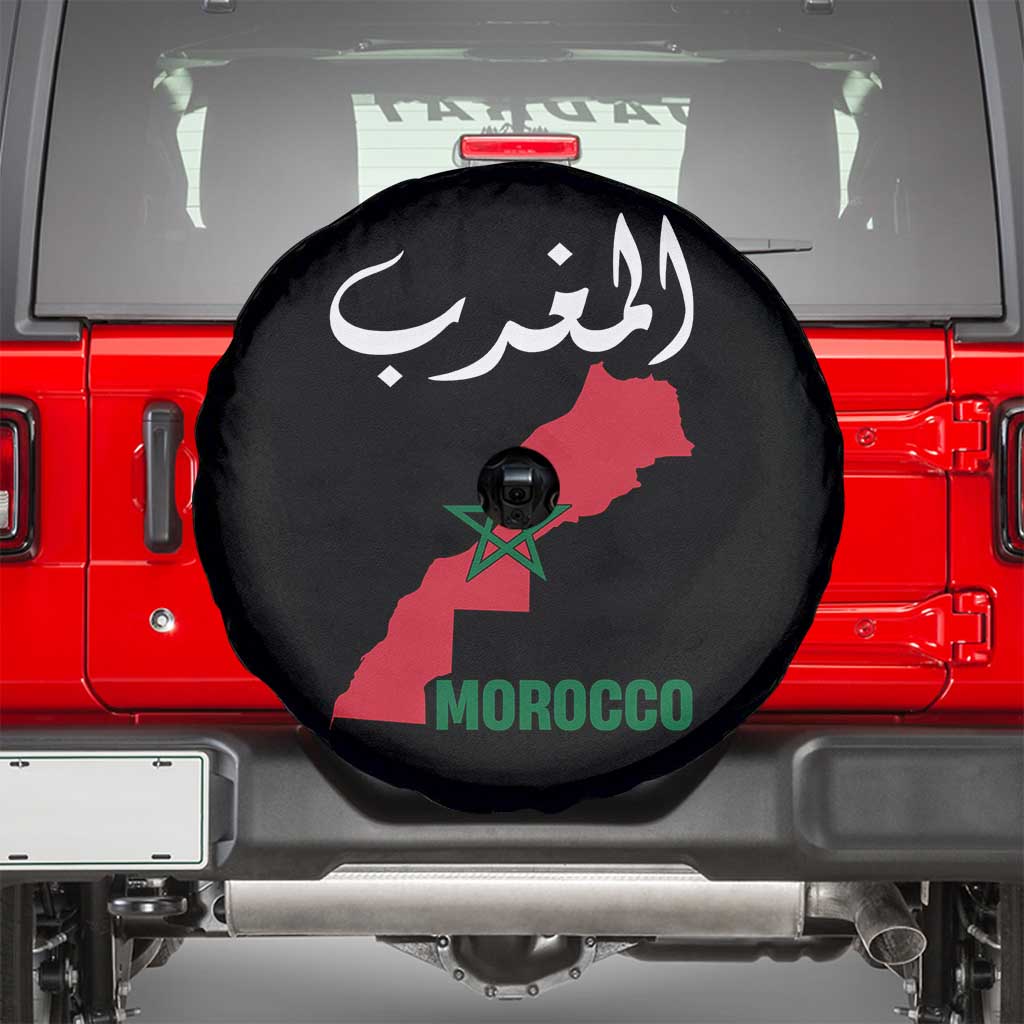 Proud Moroccan Vintage Marocco Map with Arabic Characters Spare Tire Cover TS11 Black Print Your Wear
