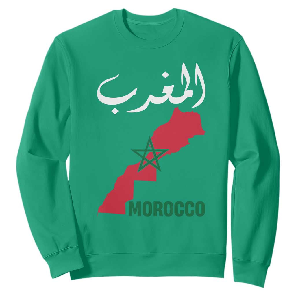 Proud Moroccan Vintage Marocco Map with Arabic Characters Sweatshirt TS11 Irish Green Print Your Wear