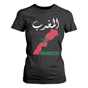 Proud Moroccan Vintage Marocco Map with Arabic Characters T Shirt For Women TS11 Black Print Your Wear