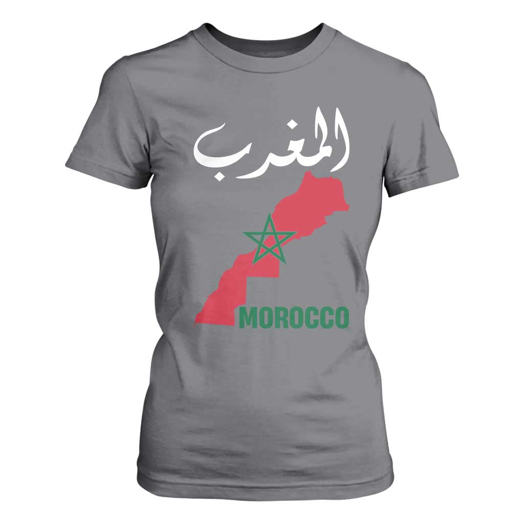Proud Moroccan Vintage Marocco Map with Arabic Characters T Shirt For Women TS11 Charcoal Print Your Wear