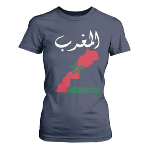 Proud Moroccan Vintage Marocco Map with Arabic Characters T Shirt For Women TS11 Navy Print Your Wear