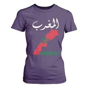 Proud Moroccan Vintage Marocco Map with Arabic Characters T Shirt For Women TS11 Purple Print Your Wear