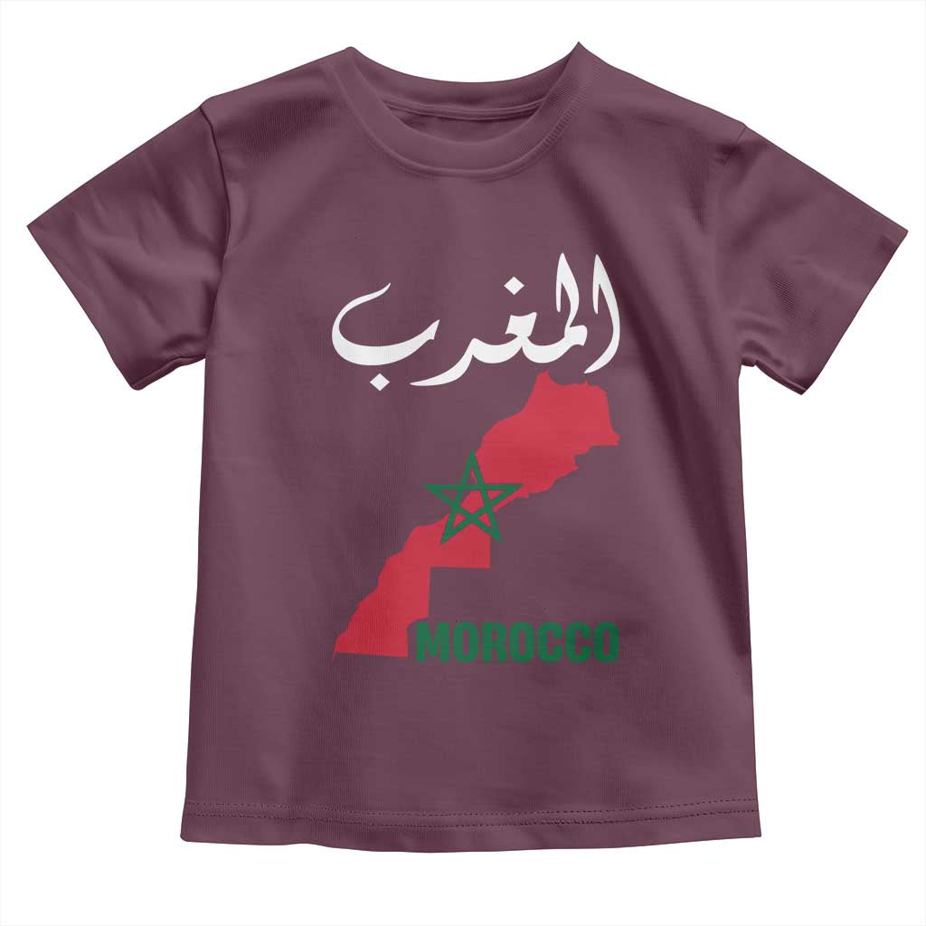 Proud Moroccan Vintage Marocco Map with Arabic Characters Toddler T Shirt TS11 Maroon Print Your Wear