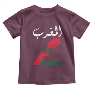 Proud Moroccan Vintage Marocco Map with Arabic Characters Toddler T Shirt TS11 Maroon Print Your Wear
