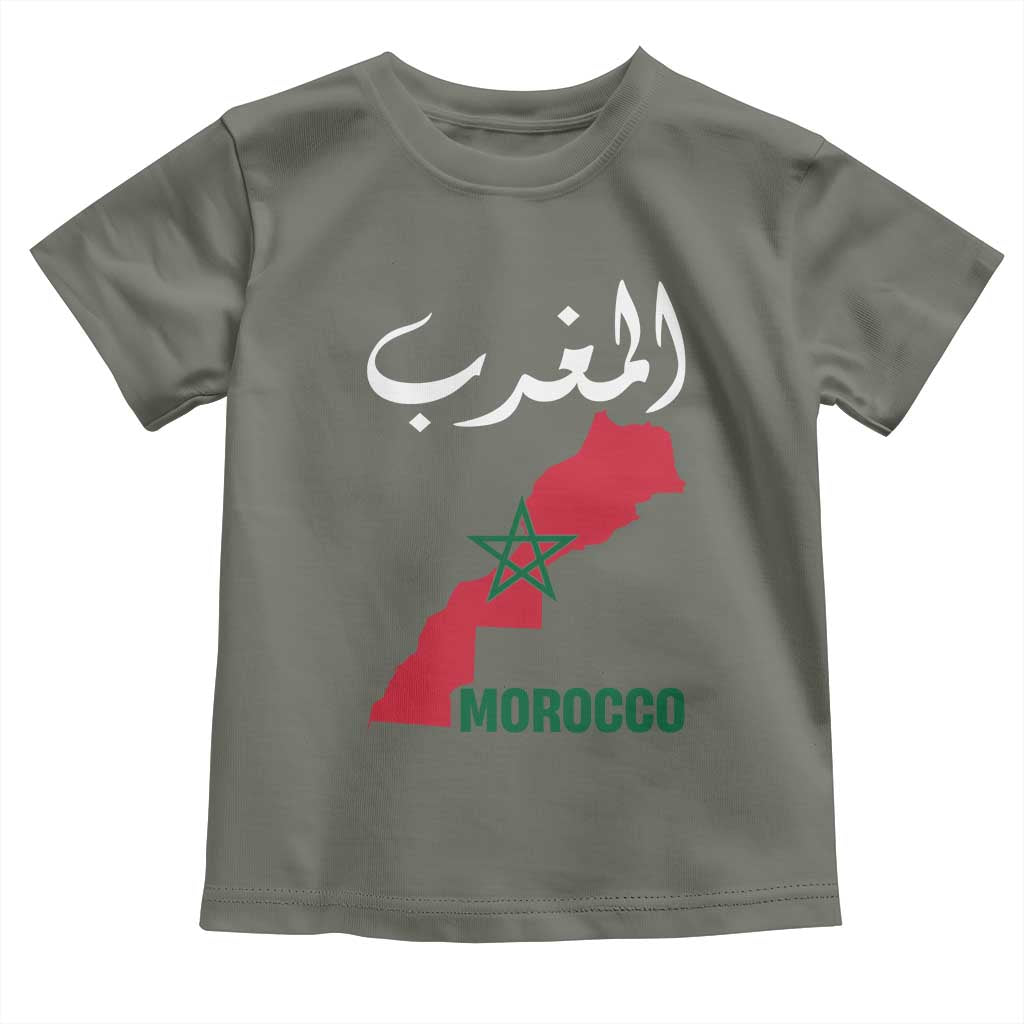 Proud Moroccan Vintage Marocco Map with Arabic Characters Toddler T Shirt TS11 Military Green Print Your Wear