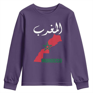 Proud Moroccan Vintage Marocco Map with Arabic Characters Youth Sweatshirt TS11 Purple Print Your Wear
