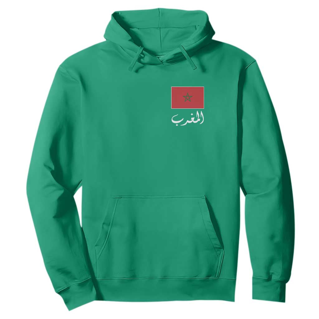 Moroccan Heritage Vintage Marocco Flag with Arabic Characters Hoodie TS11 Irish Green Print Your Wear