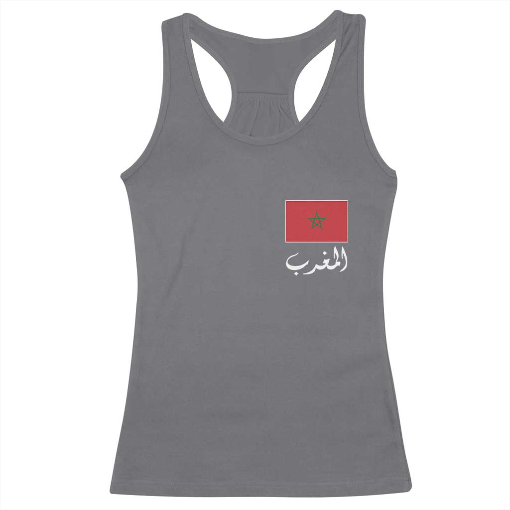 Moroccan Heritage Vintage Marocco Flag with Arabic Characters Racerback Tank Top TS11 Charcoal Print Your Wear