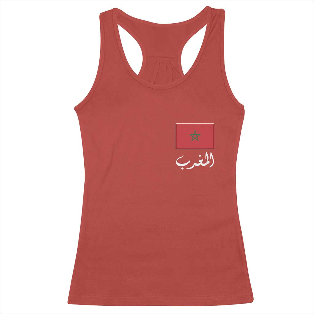 Moroccan Heritage Vintage Marocco Flag with Arabic Characters Racerback Tank Top TS11 Red Print Your Wear