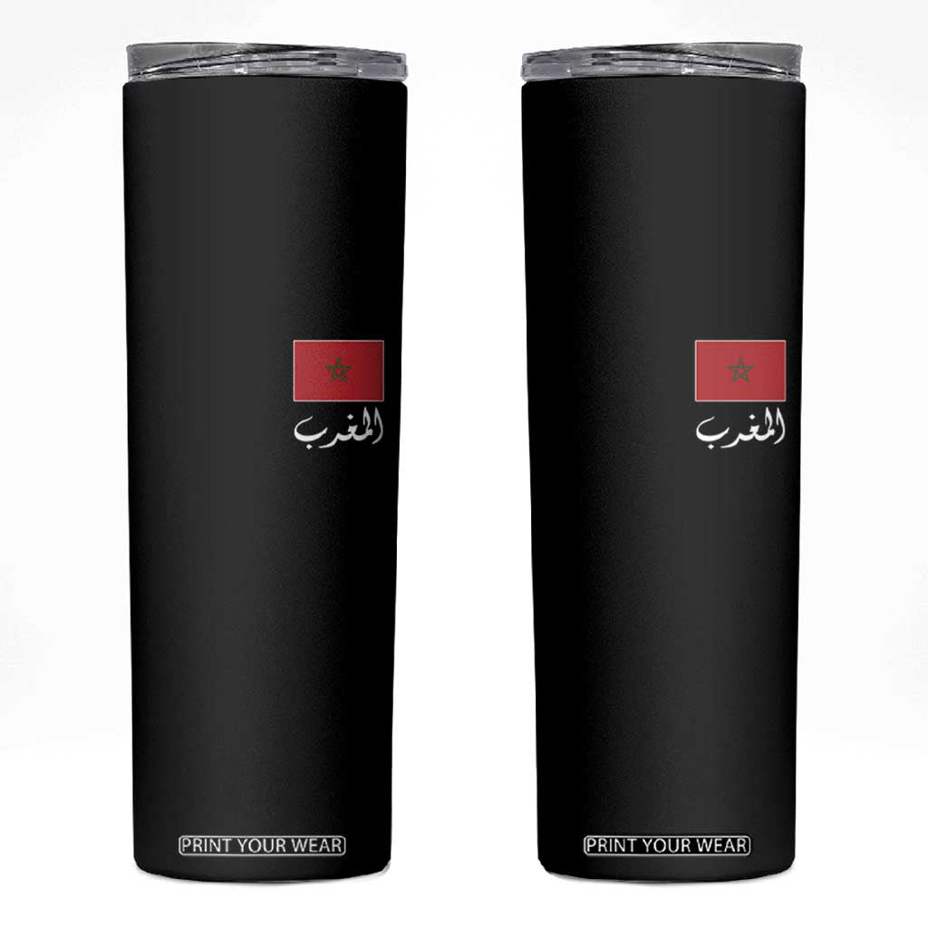 Moroccan Heritage Vintage Marocco Flag with Arabic Characters Skinny Tumbler TS11 Black Print Your Wear