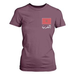 Moroccan Heritage Vintage Marocco Flag with Arabic Characters T Shirt For Women TS11 Maroon Print Your Wear