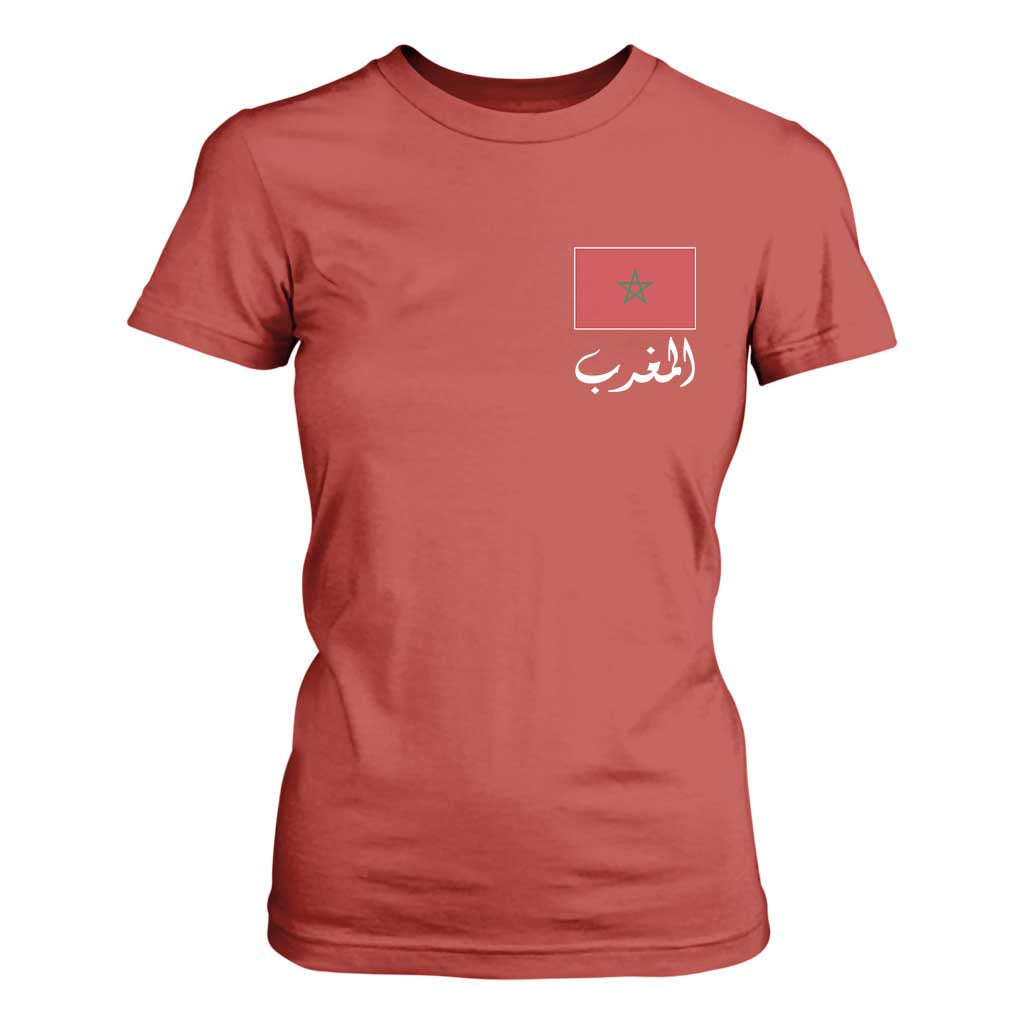 Moroccan Heritage Vintage Marocco Flag with Arabic Characters T Shirt For Women TS11 Red Print Your Wear