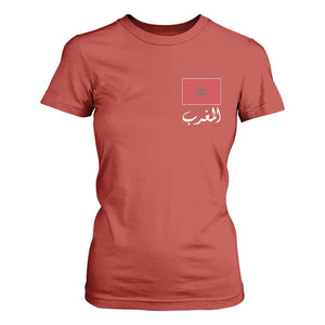 Moroccan Heritage Vintage Marocco Flag with Arabic Characters T Shirt For Women TS11 Red Print Your Wear