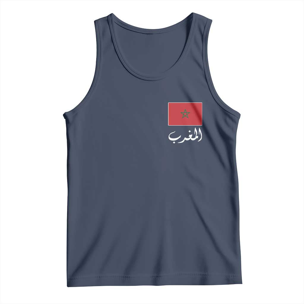 Moroccan Heritage Vintage Marocco Flag with Arabic Characters Tank Top TS11 Navy Print Your Wear
