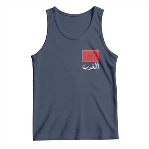 Moroccan Heritage Vintage Marocco Flag with Arabic Characters Tank Top TS11 Navy Print Your Wear