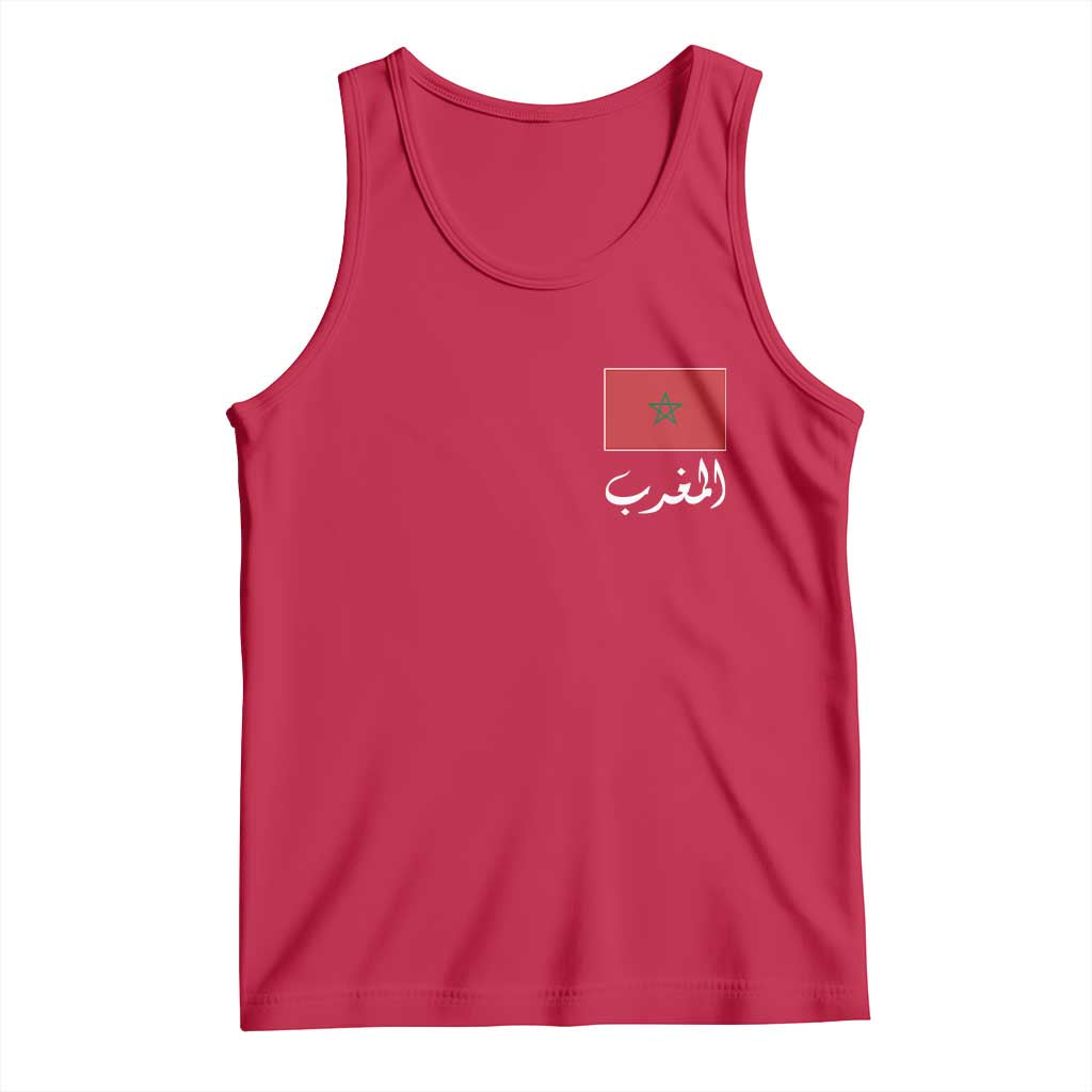 Moroccan Heritage Vintage Marocco Flag with Arabic Characters Tank Top TS11 Red Print Your Wear