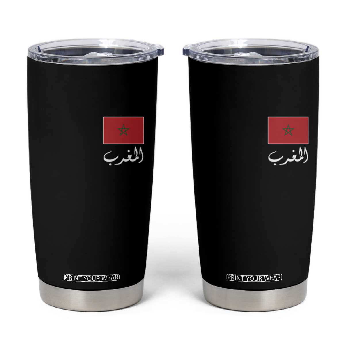 Moroccan Heritage Vintage Marocco Flag with Arabic Characters Tumbler Cup TS11 Black Print Your Wear
