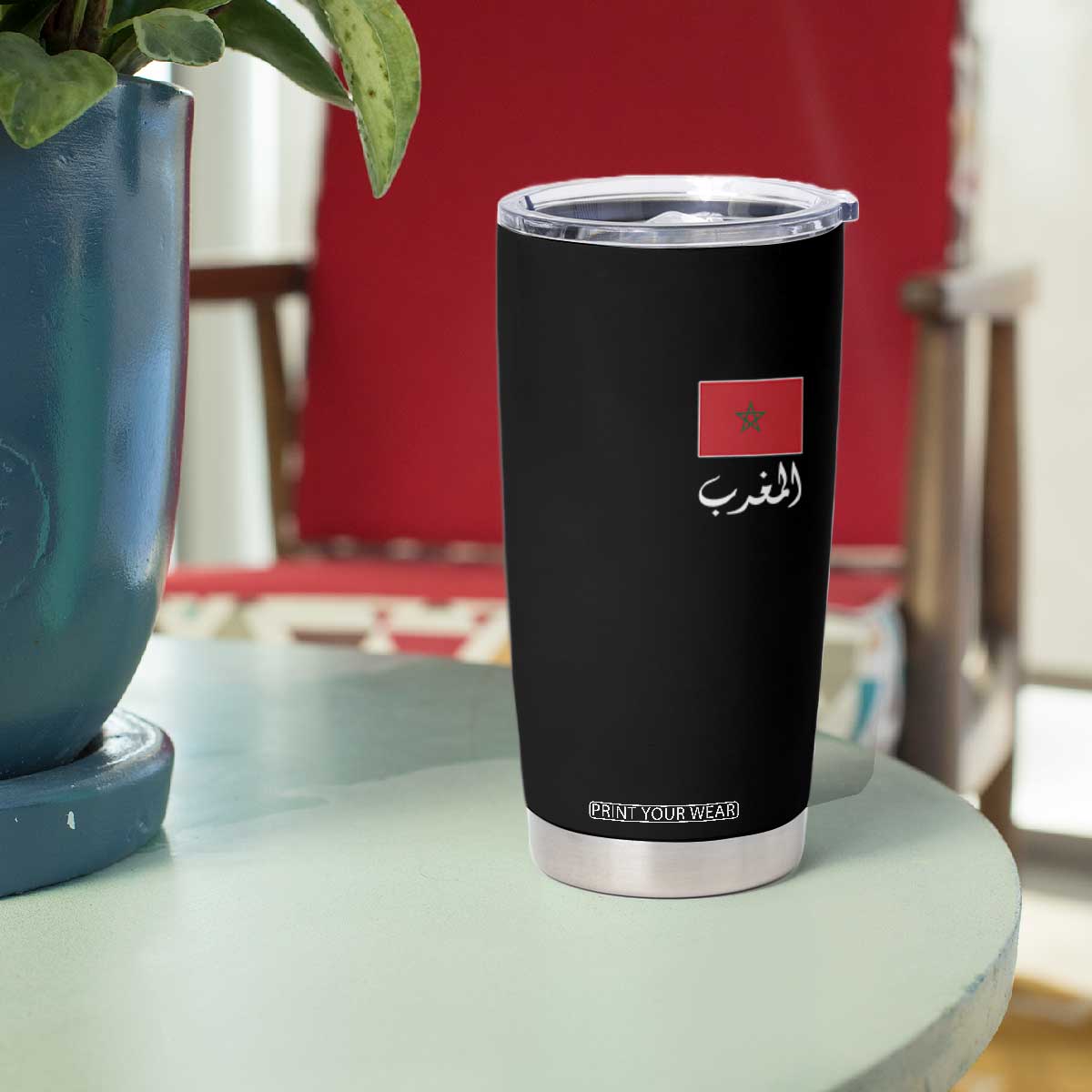 Moroccan Heritage Vintage Marocco Flag with Arabic Characters Tumbler Cup TS11 Print Your Wear