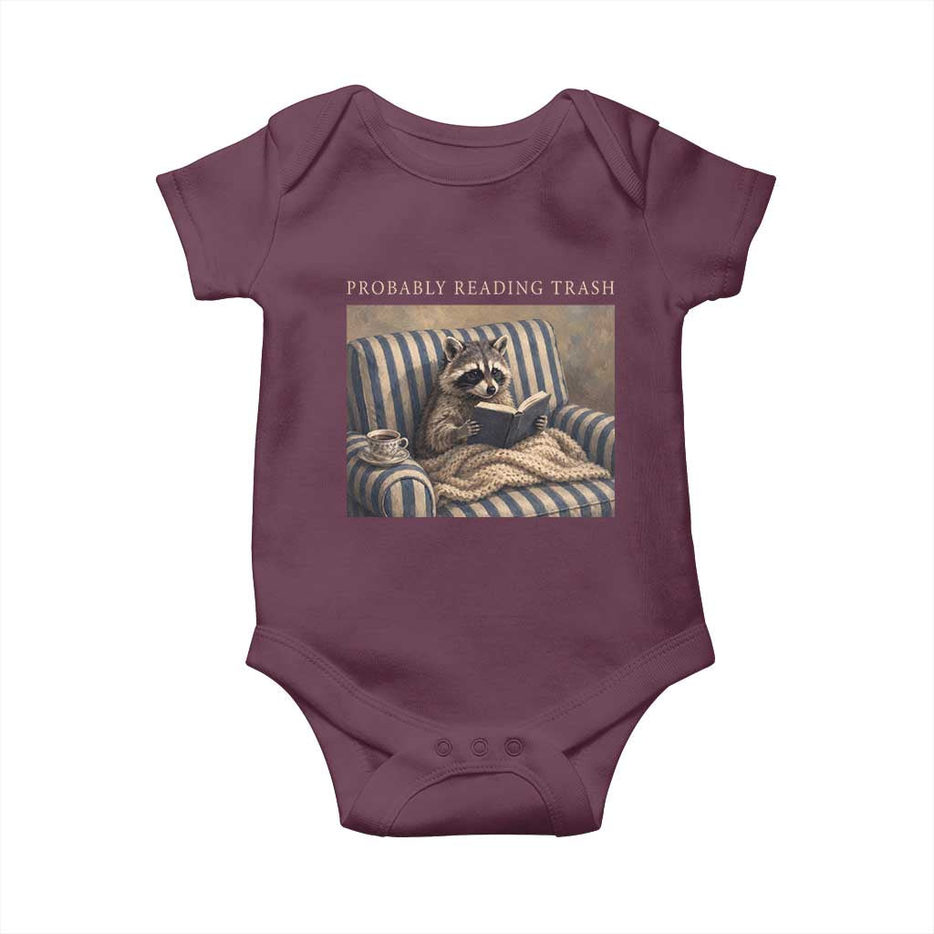Funny Raccoon Book Lover Baby Onesie Probably Reading Trash Bookworms Teachers