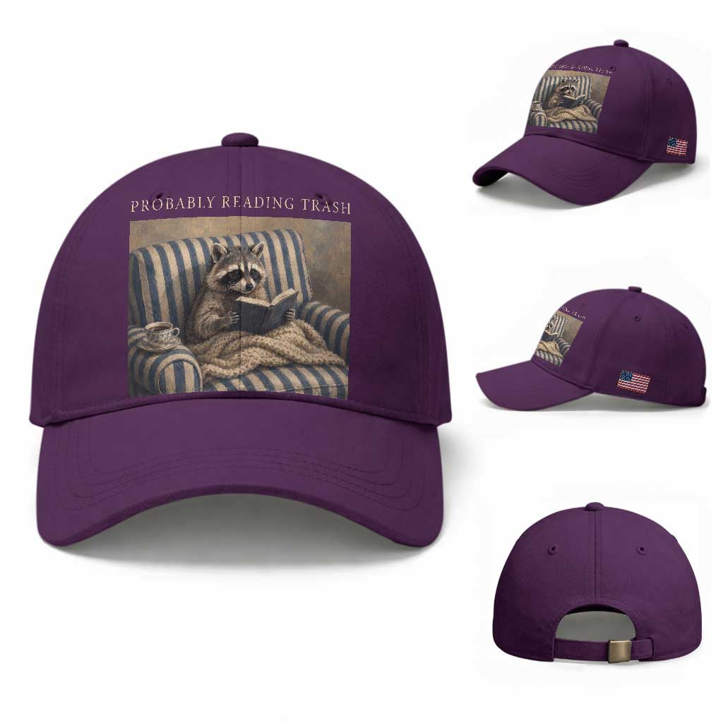 Funny Raccoon Book Lover Baseball Cap Probably Reading Trash Bookworms Teachers