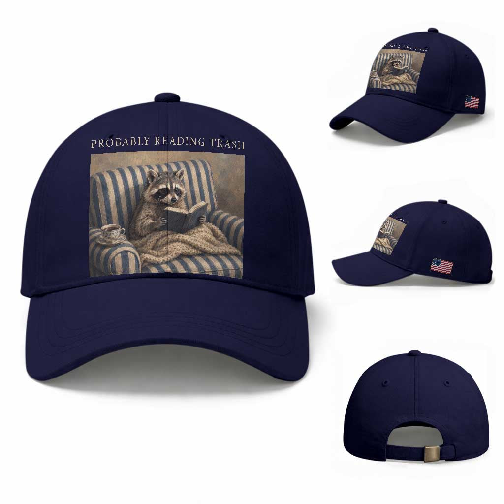 Funny Raccoon Book Lover Baseball Cap Probably Reading Trash Bookworms Teachers