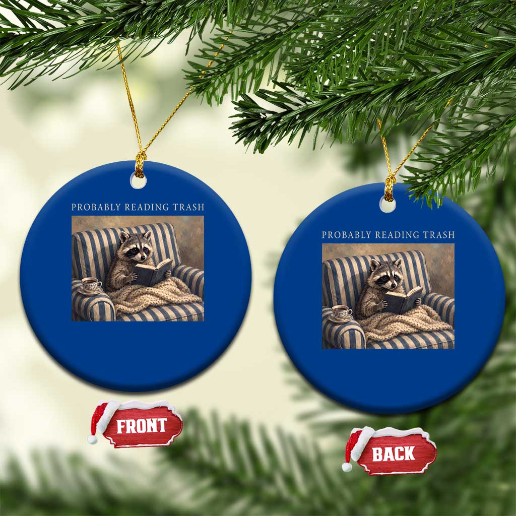 Funny Raccoon Book Lover Ceramic Ornament Probably Reading Trash Bookworms Teachers