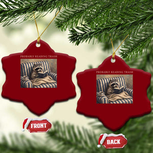 Funny Raccoon Book Lover Ceramic Ornament Probably Reading Trash Bookworms Teachers