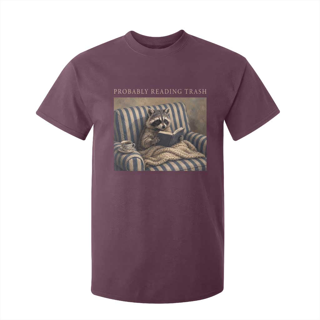 Funny Raccoon Book Lover T Shirt For Kid Probably Reading Trash Bookworms Teachers