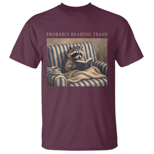 Funny Raccoon Book Lover T Shirt Probably Reading Trash Bookworms Teachers