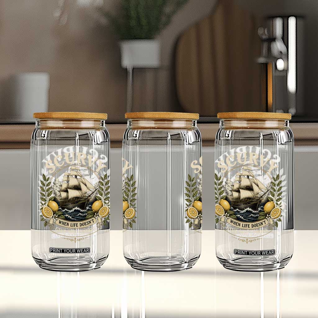 Scurvy When Life Doesnt Give You Lemons Glass Can Funny Pirate Lemon Vitamin C