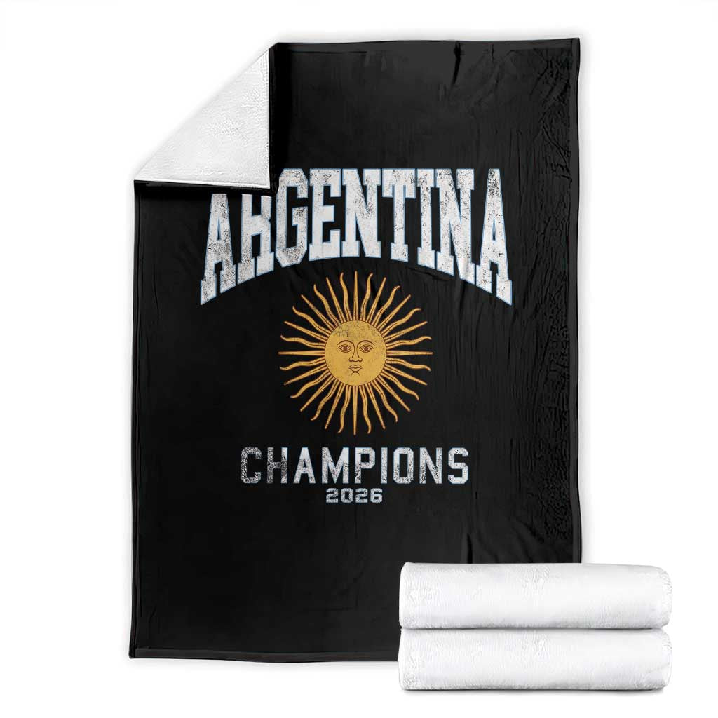 Argentina Champions 2026 Throw Blanket Argentinian Pride Vintage Sol De Mayo TS11 Black Print Your Wear
