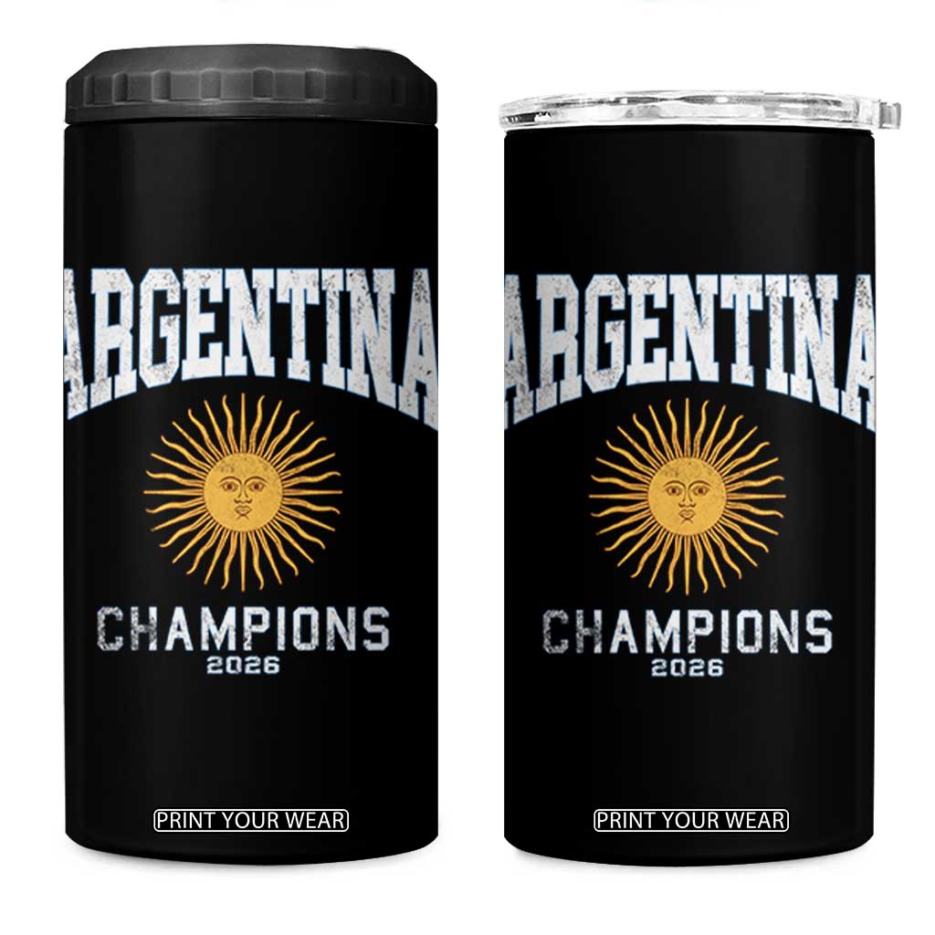 Argentina Champions 2026 4 in 1 Can Cooler Tumbler Argentinian Pride Vintage Sol De Mayo