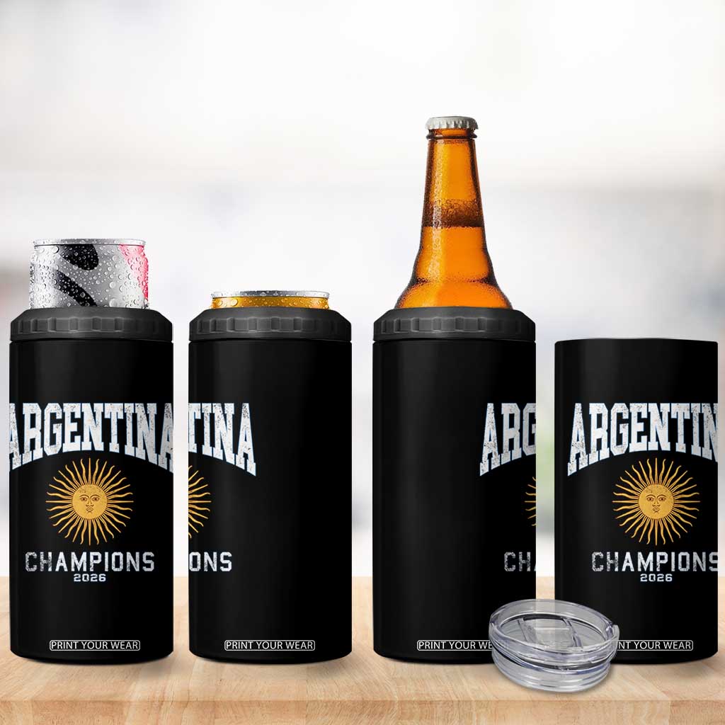 Argentina Champions 2026 4 in 1 Can Cooler Tumbler Argentinian Pride Vintage Sol De Mayo