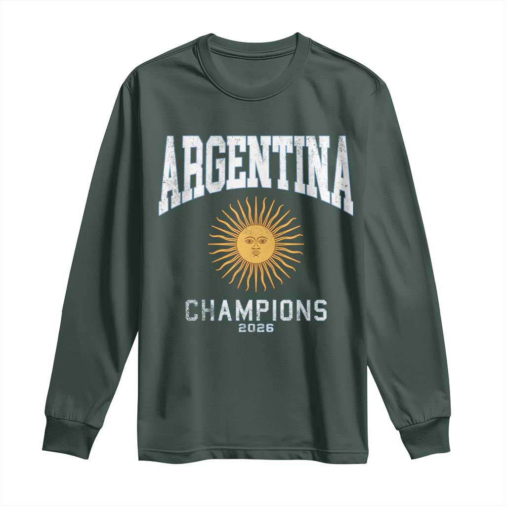 Argentina Champions 2026 Long Sleeve Shirt Argentinian Pride Vintage Sol De Mayo