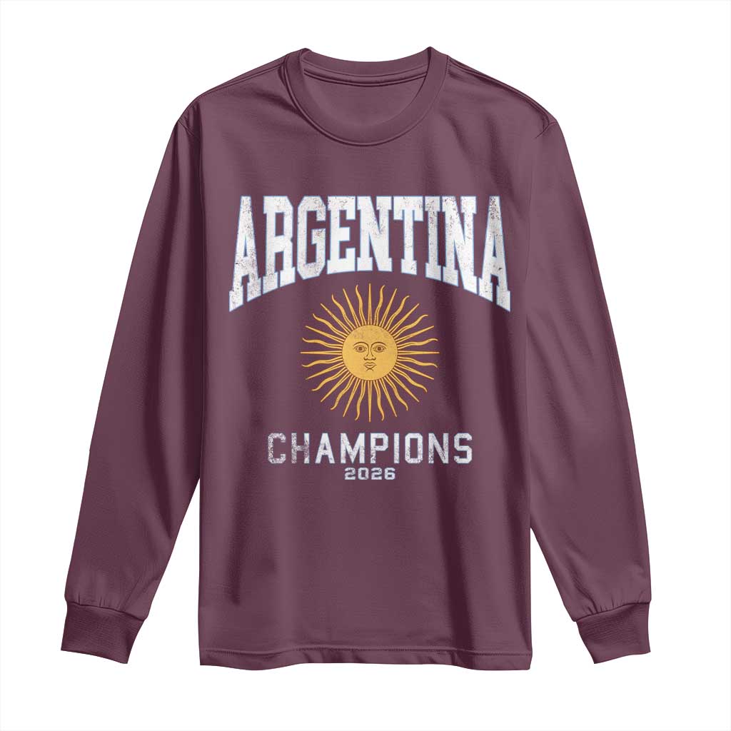 Argentina Champions 2026 Long Sleeve Shirt Argentinian Pride Vintage Sol De Mayo