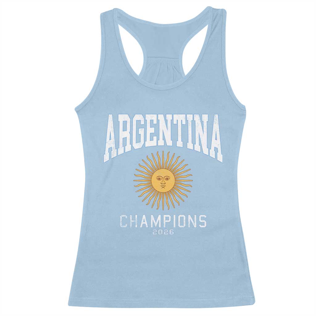 Argentina Champions 2026 Racerback Tank Top Argentinian Pride Vintage Sol De Mayo