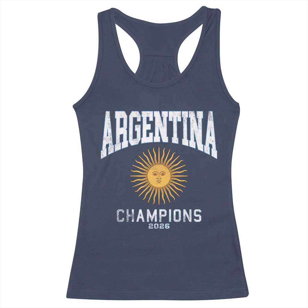 Argentina Champions 2026 Racerback Tank Top Argentinian Pride Vintage Sol De Mayo