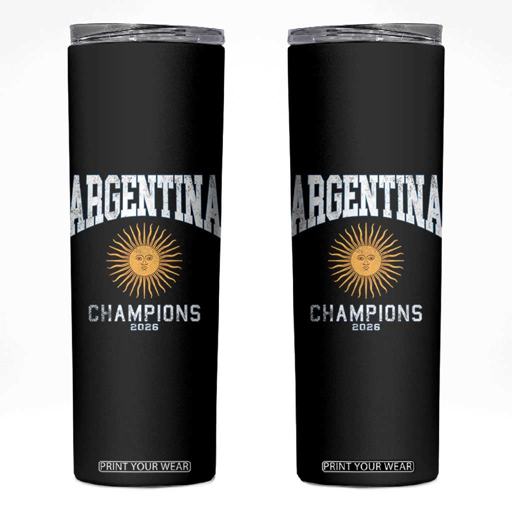 Argentina Champions 2026 Skinny Tumbler Argentinian Pride Vintage Sol De Mayo