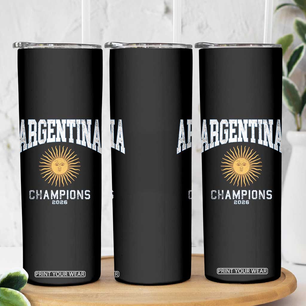 Argentina Champions 2026 Skinny Tumbler Argentinian Pride Vintage Sol De Mayo
