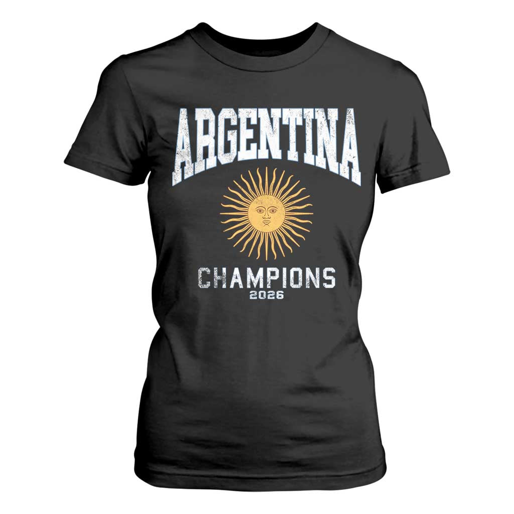 Argentina Champions 2026 T Shirt For Women Argentinian Pride Vintage Sol De Mayo