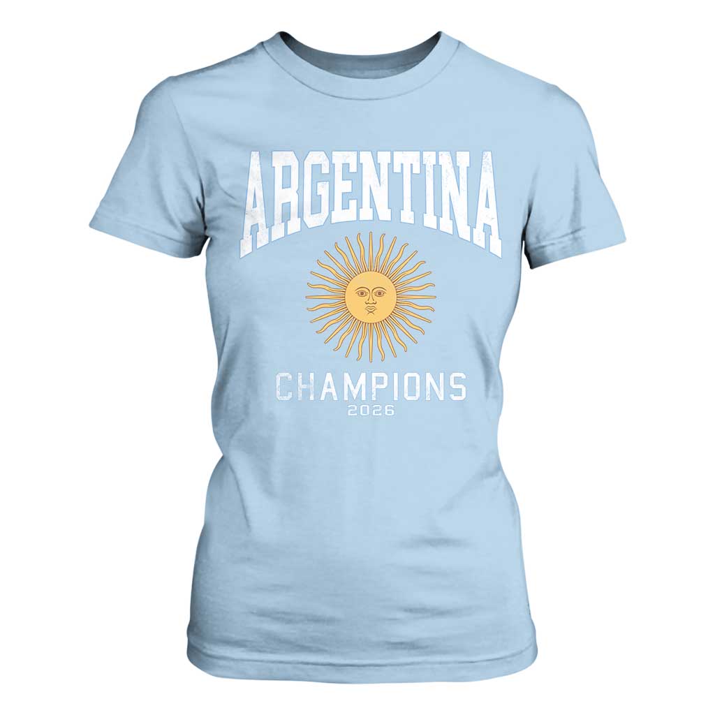 Argentina Champions 2026 T Shirt For Women Argentinian Pride Vintage Sol De Mayo