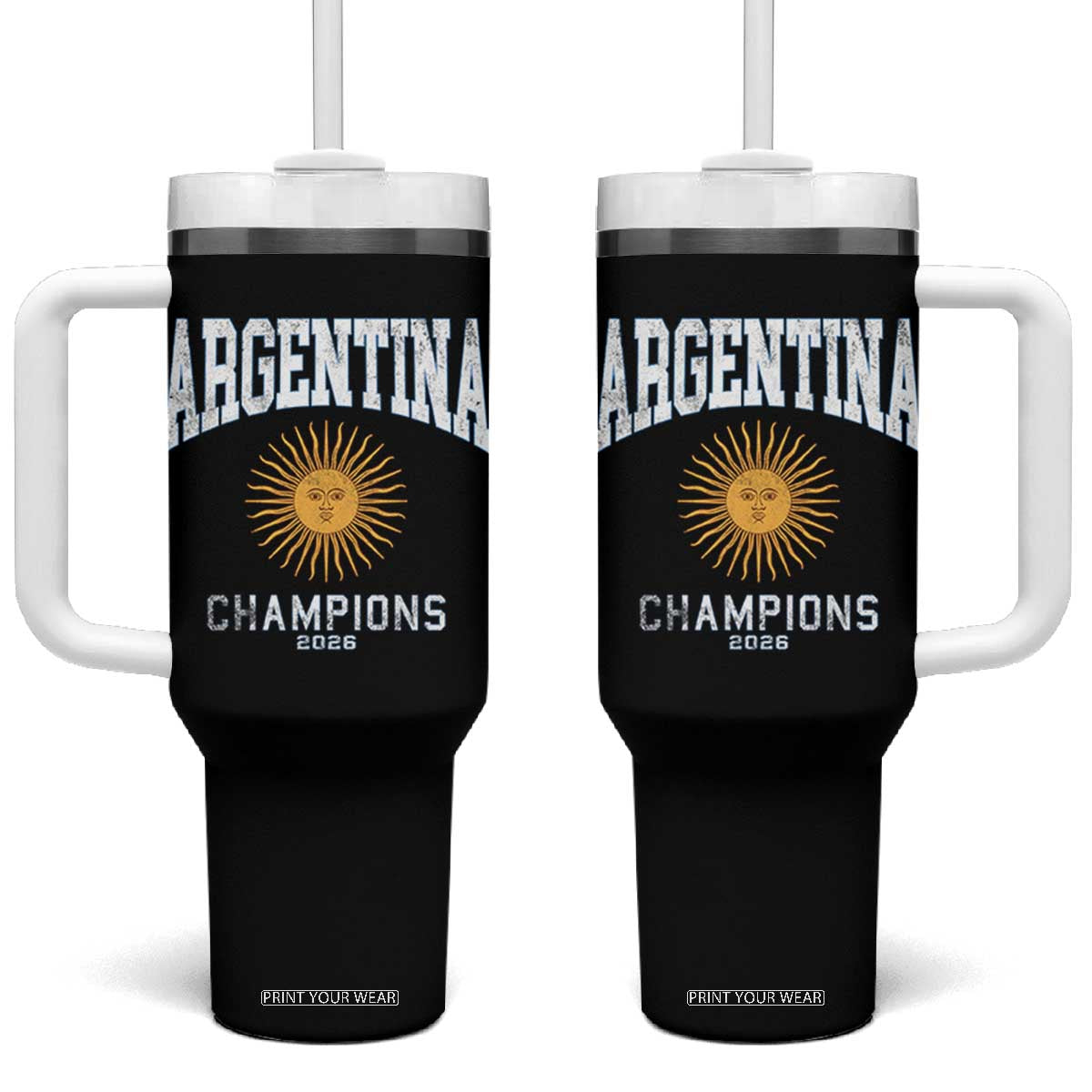 Argentina Champions 2026 Tumbler With Handle Argentinian Pride Vintage Sol De Mayo TS11 One Size: 40 oz Black Print Your Wear