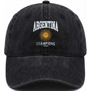 Argentina Champions 2026 Washed Cotton Baseball Cap Argentinian Pride Vintage Sol De Mayo