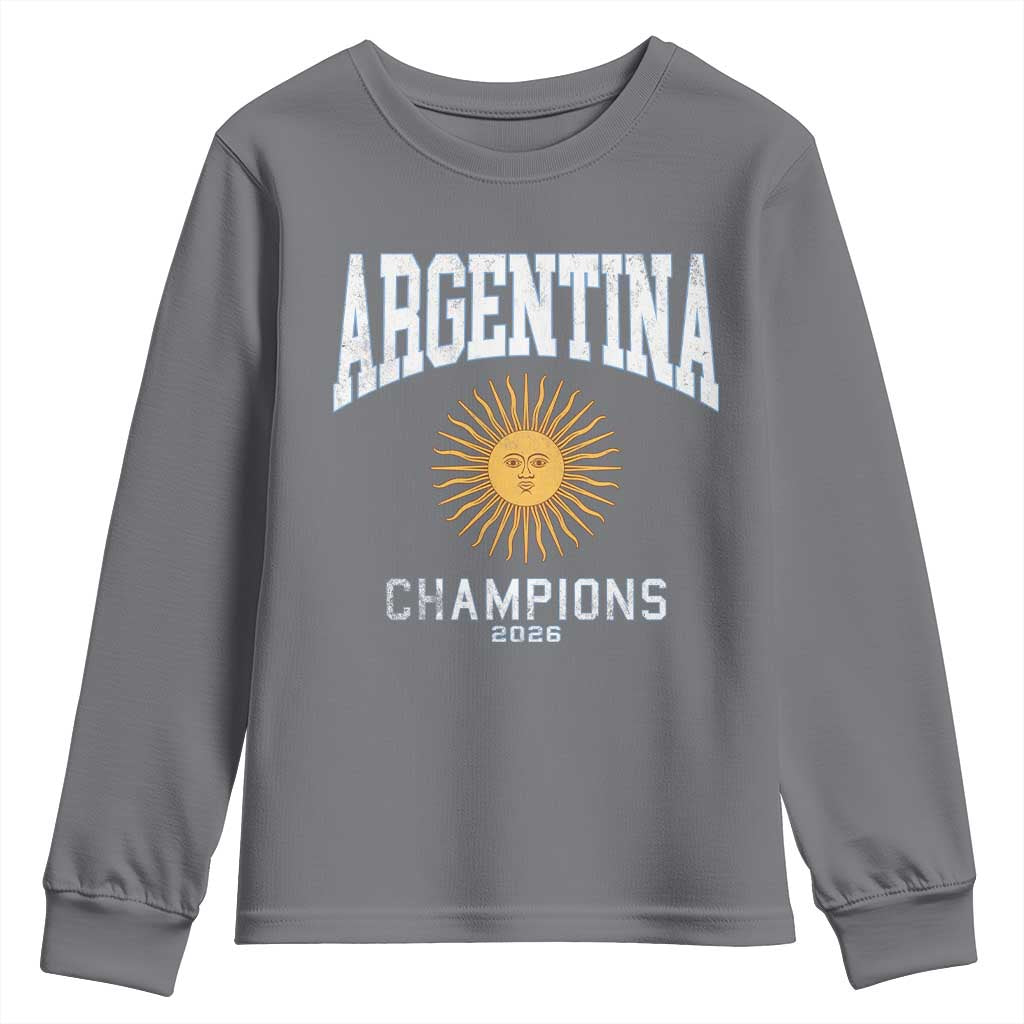 Argentina Champions 2026 Youth Sweatshirt Argentinian Pride Vintage Sol De Mayo